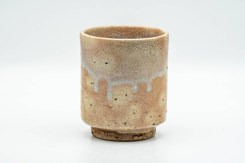 Japanese Teacup - Beige Drip-Glazed Gohonte Weathered Hagi-yaki Yunomi - 170ml