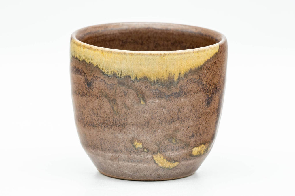 Japanese Teacup - Brown Beige Drip-Glazed Yunomi - 100ml