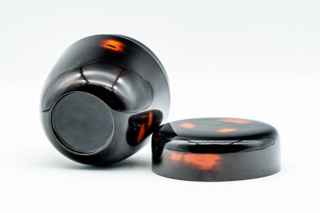 Japanese Natsume - Black Orange Patterned Matcha Tea Caddy - 100ml