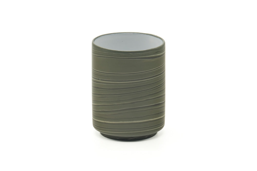 Japanese Teacup - Green Nerikomi White Inner Glazed Yunomi - 300ml