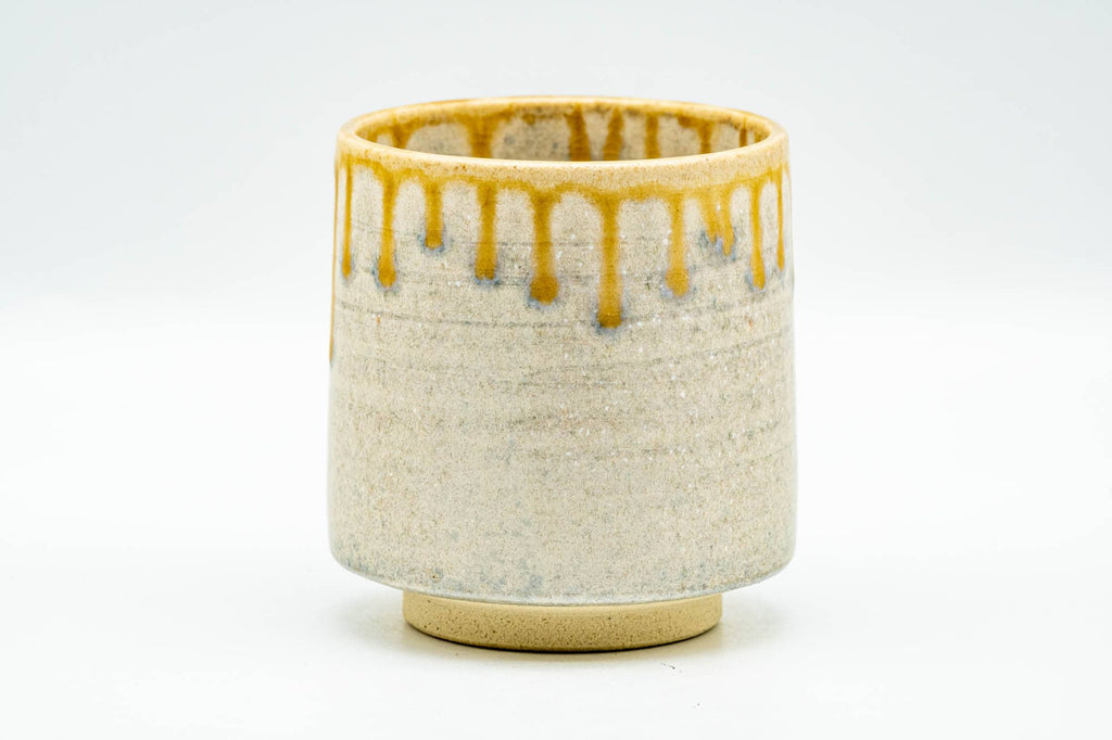 Japanese Teacup - Beige Yellow Drip-Glazed Yunomi - 150ml