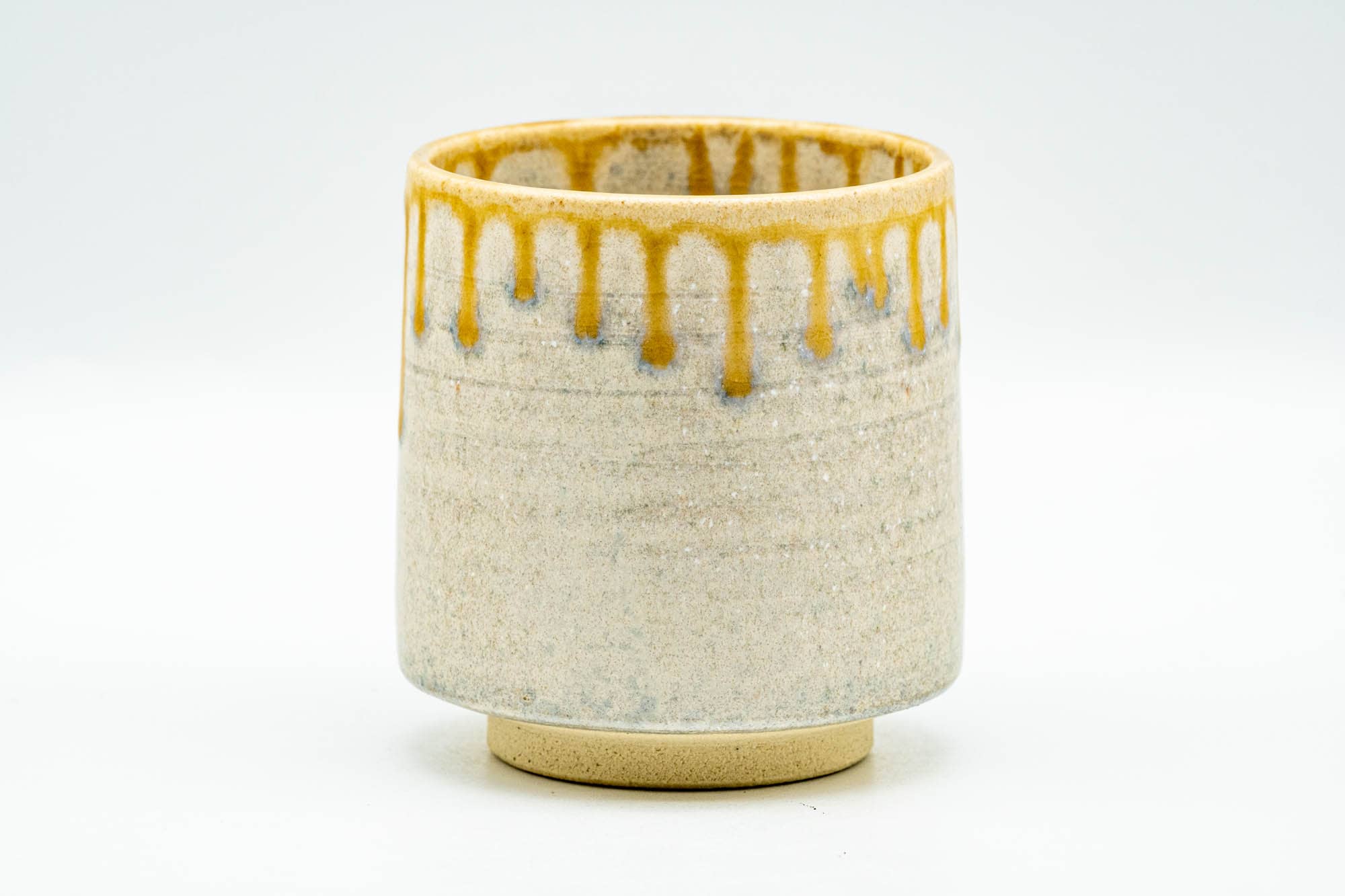 Japanese Teacup - Beige Yellow Drip-Glazed Yunomi - 150ml
