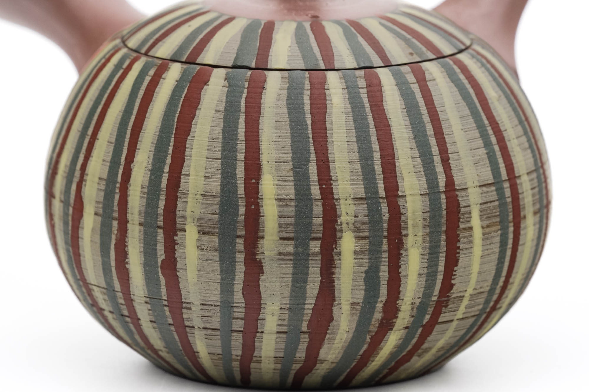 Brown Striped Tokoname Mesh Filter Teapot - 180ml