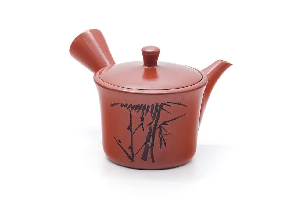 Japanese Kyusu - Bamboo Engraved Tokoname Mesh Teapot - 260ml