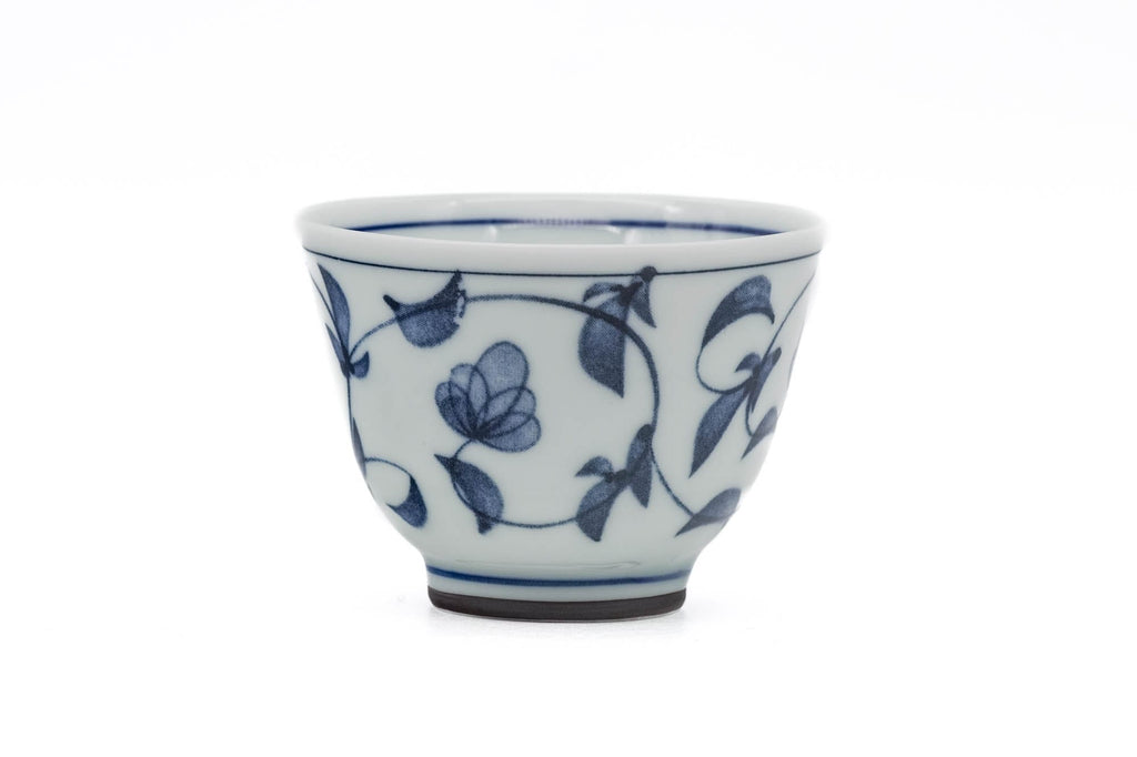 Blue Floral Arabesque Porcelain Teacup - 70ml