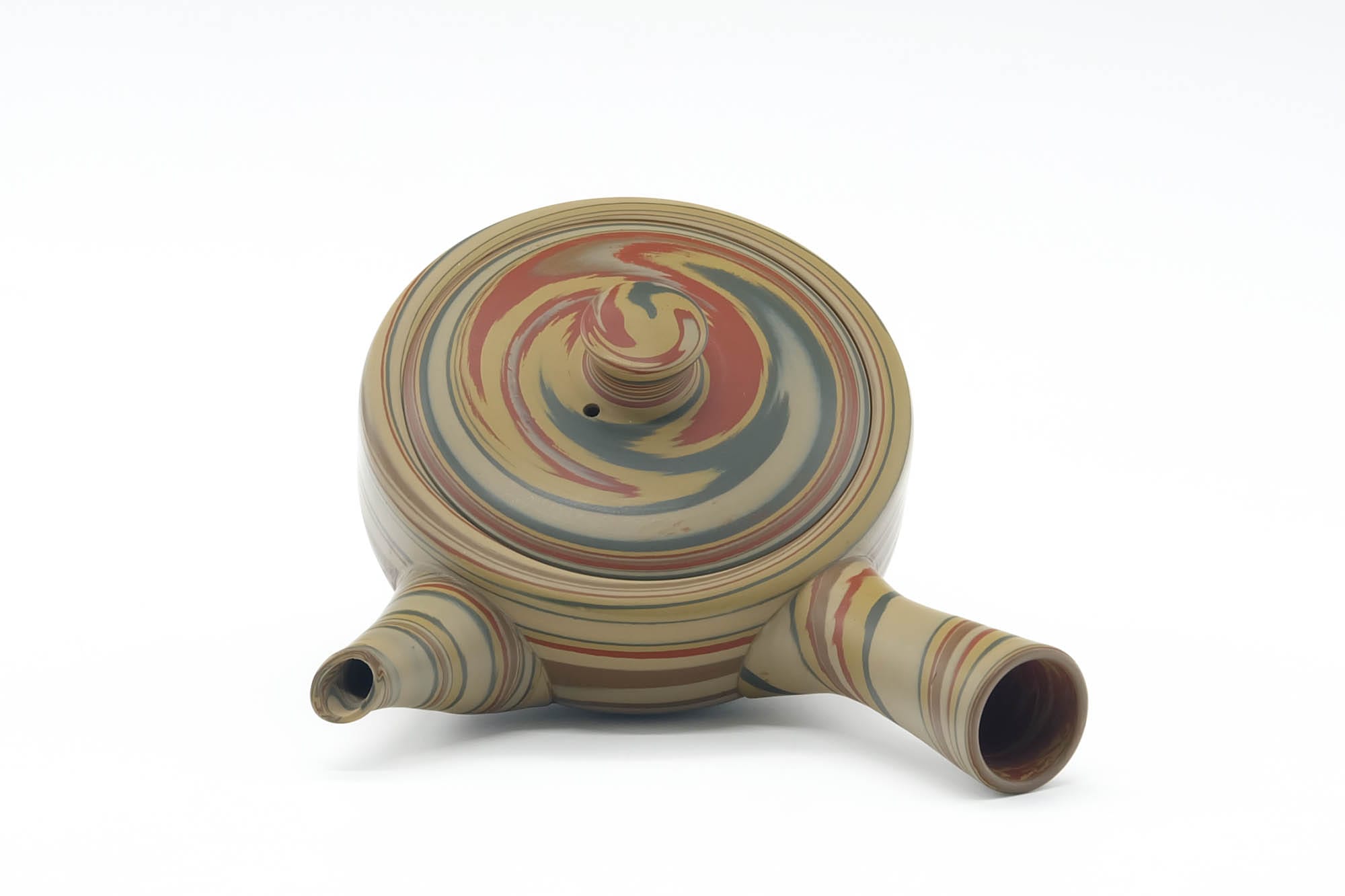 Japanese Kyusu - 白山 Hakusan - Yellow Green Red Nerikomi Tokoname Teapot - 165ml