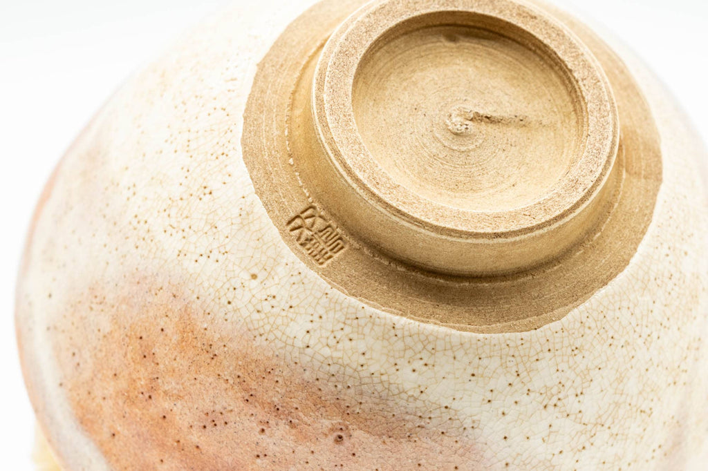 Japanese Teacups - Pair of Blush Orange and White Shino Glazed Yunomi - 120ml