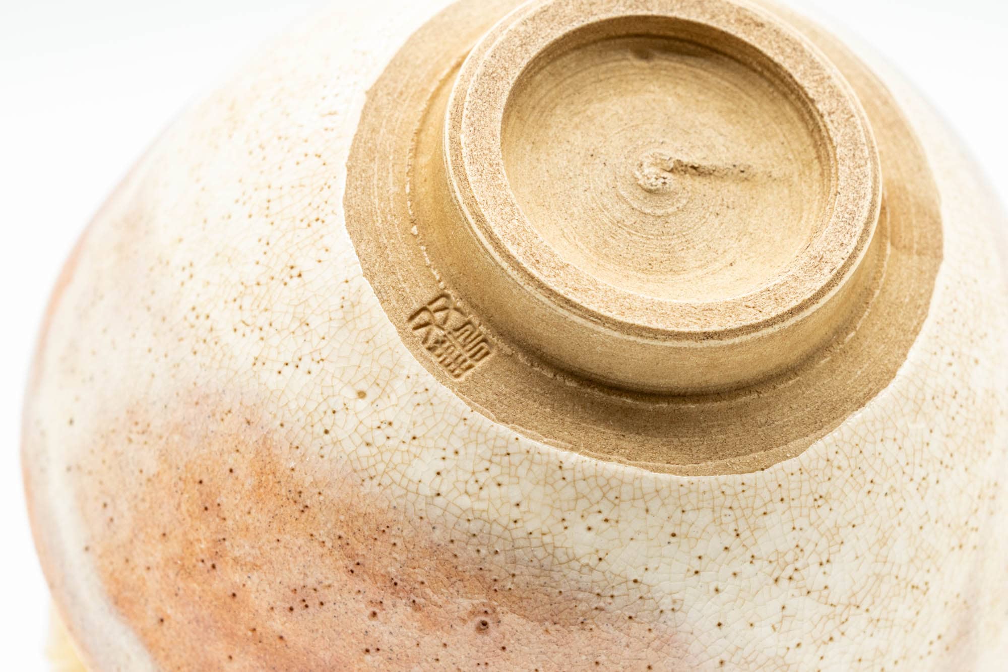 Japanese Teacups - Pair of Blush Orange and White Shino Glazed Yunomi - 120ml