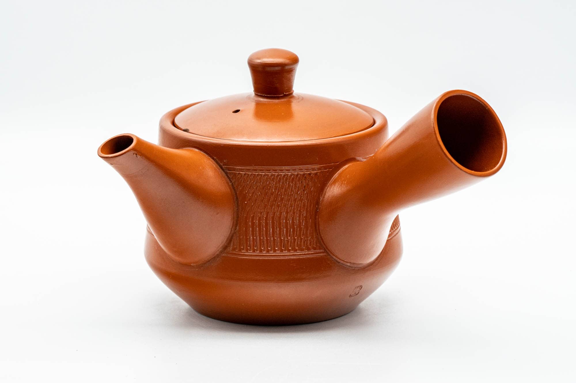 Japanese Kyusu - Red Shudei Tochiri Tokoname-yaki Mesh Teapot - 260ml