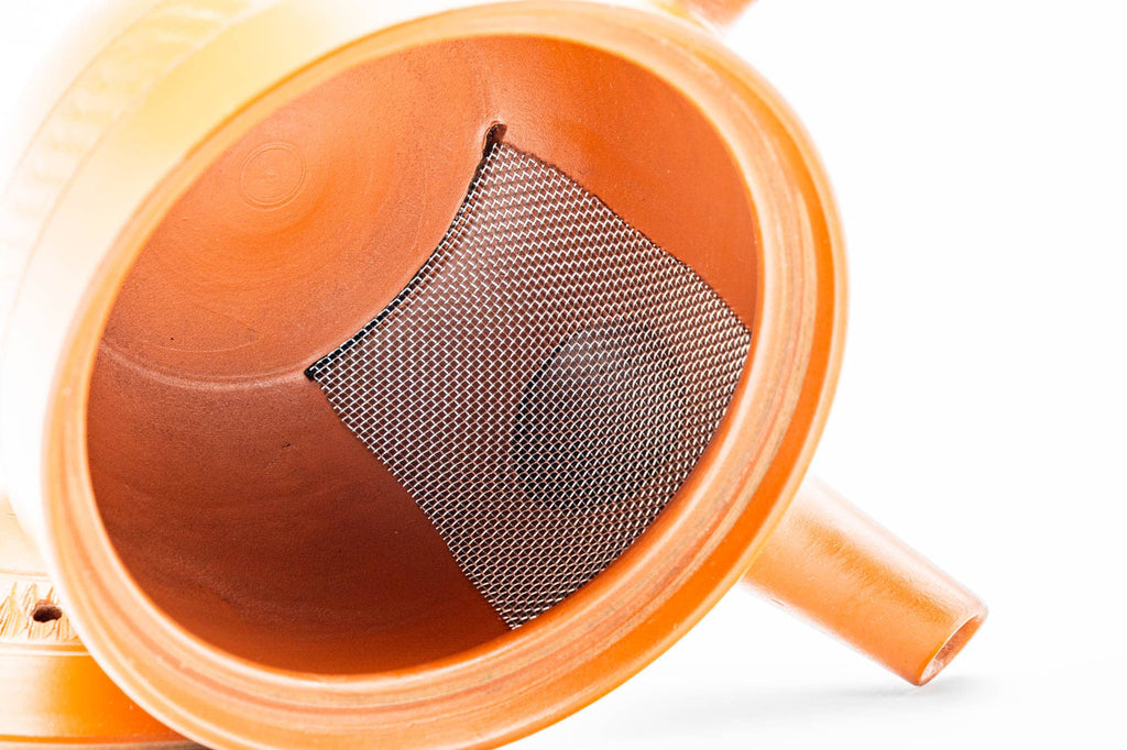 Japanese Kyusu - Engraved Tochiri Tokoname-yaki Mesh Teapot - 175ml