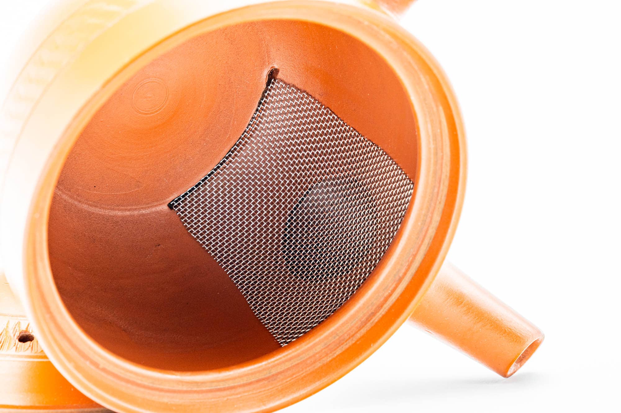 Japanese Kyusu - Engraved Tochiri Tokoname-yaki Mesh Teapot - 175ml