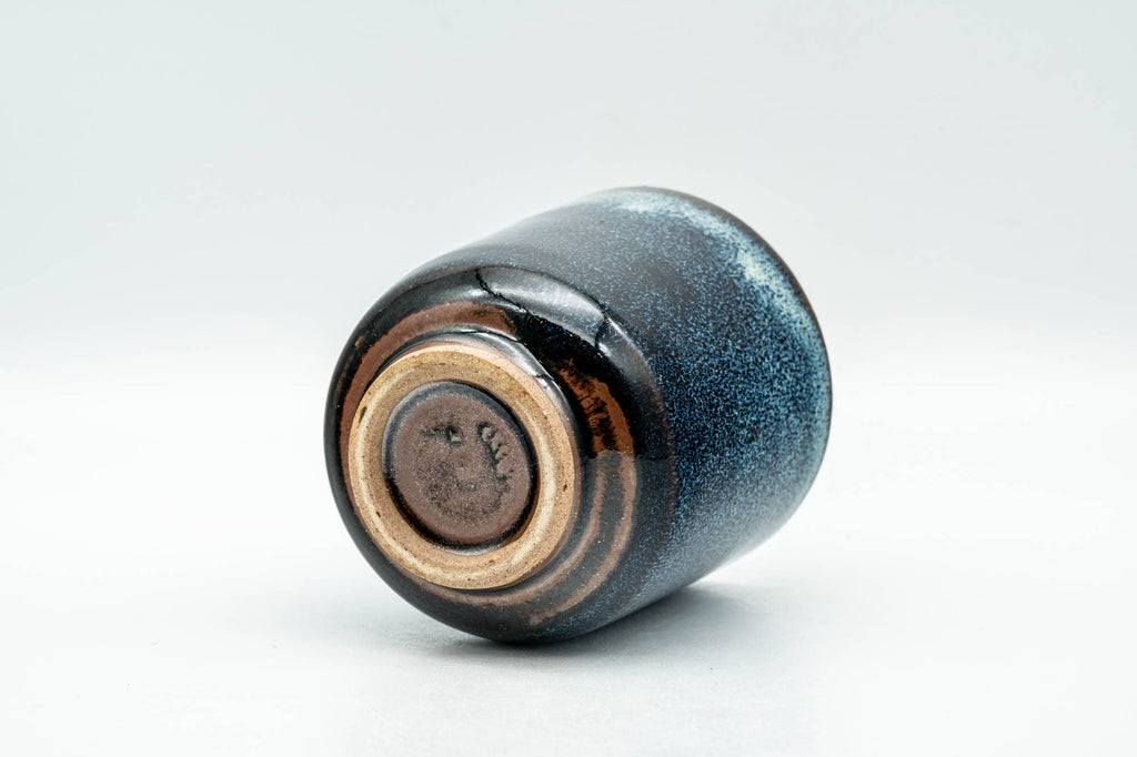 Japanese Teacup - Black and Blue Glazed Tsutsu-gata Yunomi - 140ml