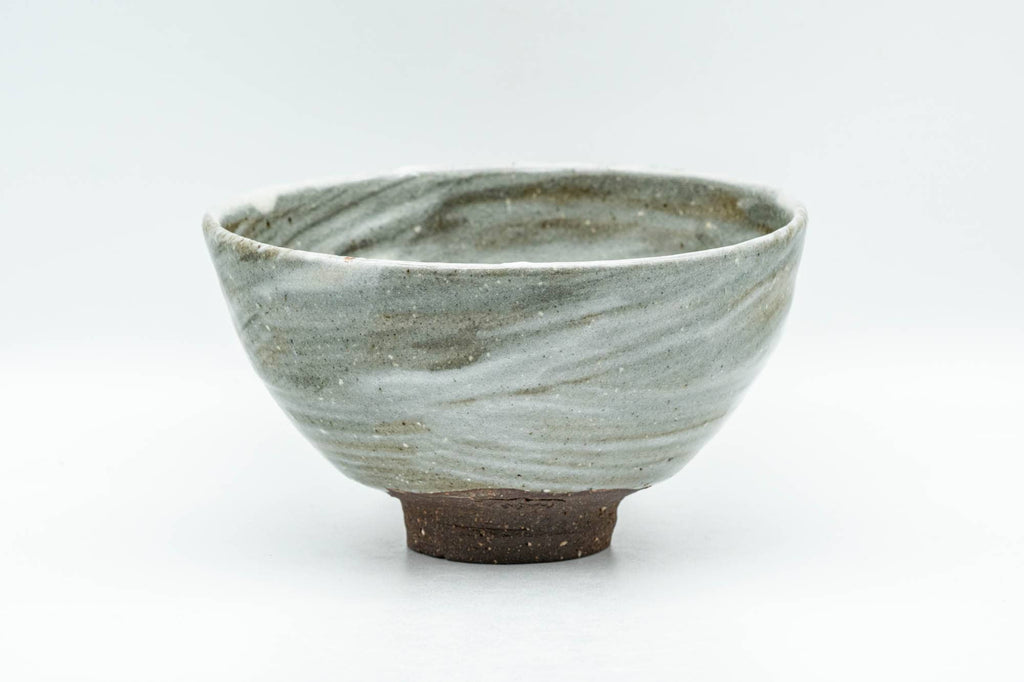 Japanese Matcha Bowl - Grey Hakeme Brush Glazed Ido-gata Chawan - 300ml