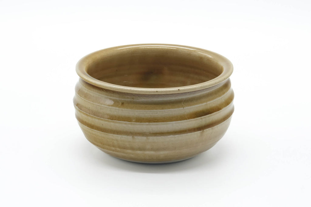 Japanese Kensui - Spiraling Yellow Glazed Seto-yaki Water Bowl - 640ml