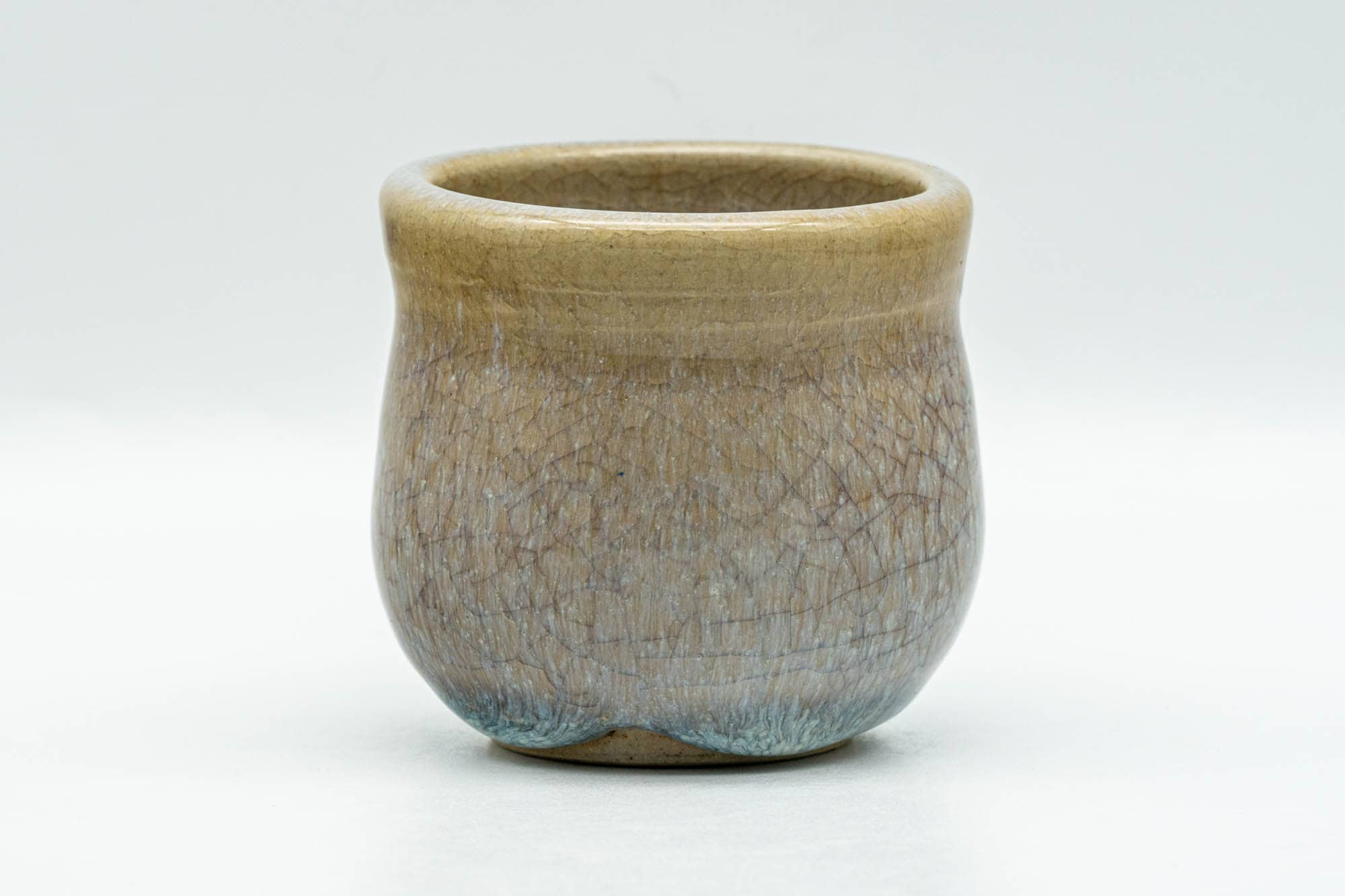 Japanese Teacup - Beige Blue Drip-Glazed Yunomi - 90ml