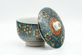 Japanese Teacup - 九谷焼 Floral Aochibu Kutani-yaki Porcelain Lidded Yunomi - 120ml