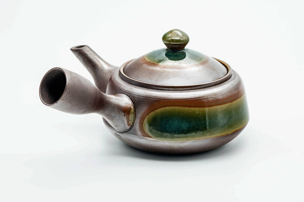 Japanese Kyusu - Ash Green Glazed Banko-yaki Mesh Teapot - 275ml