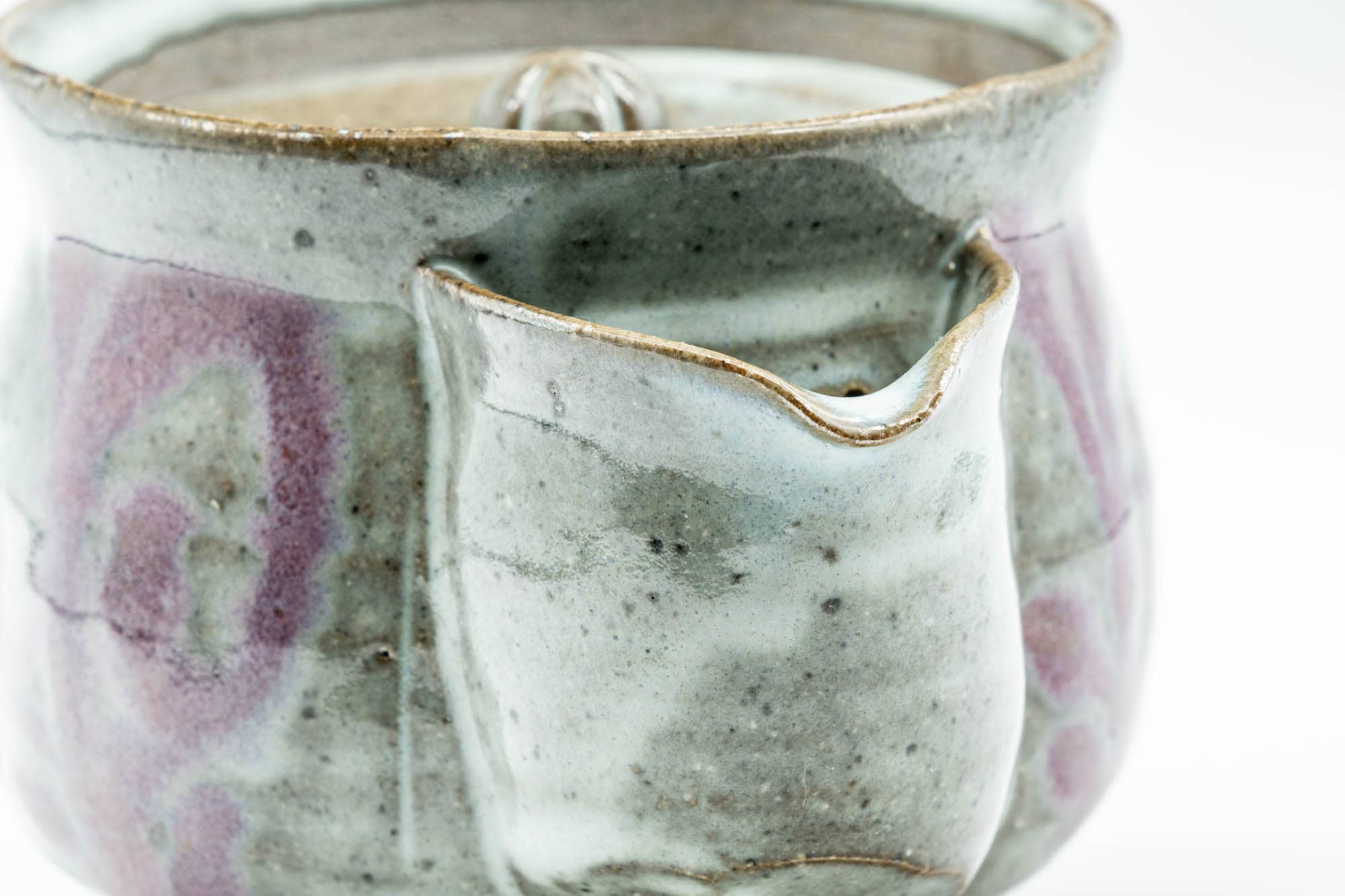 Japanese Houhin - Purple White Drip-Glazed Do-ake Handleless Teapot - 300ml