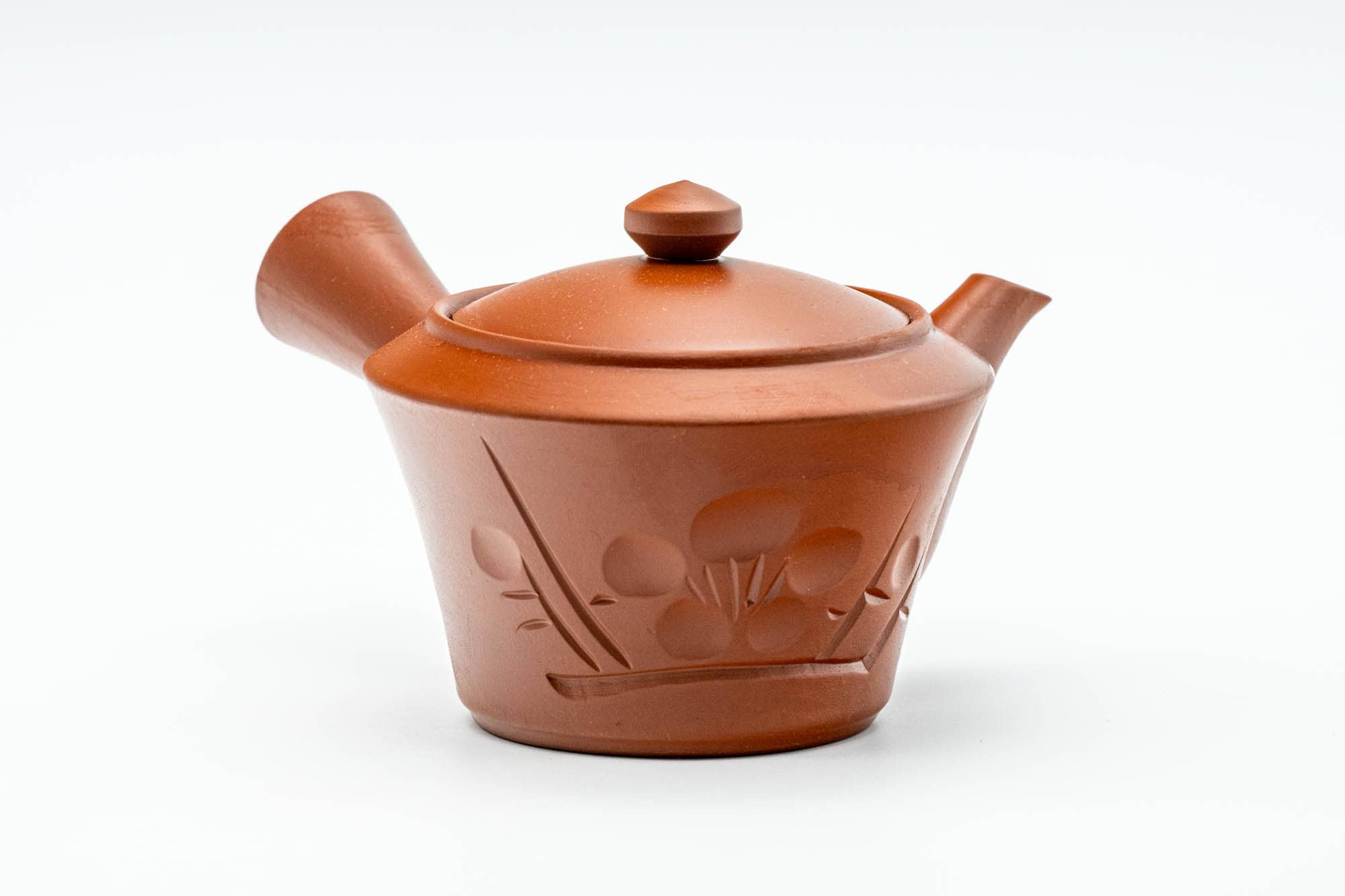 Japanese Tea Set - Floral Engraved Tokoname-yaki Kyusu Teapot with 5 Yunomi Teacups