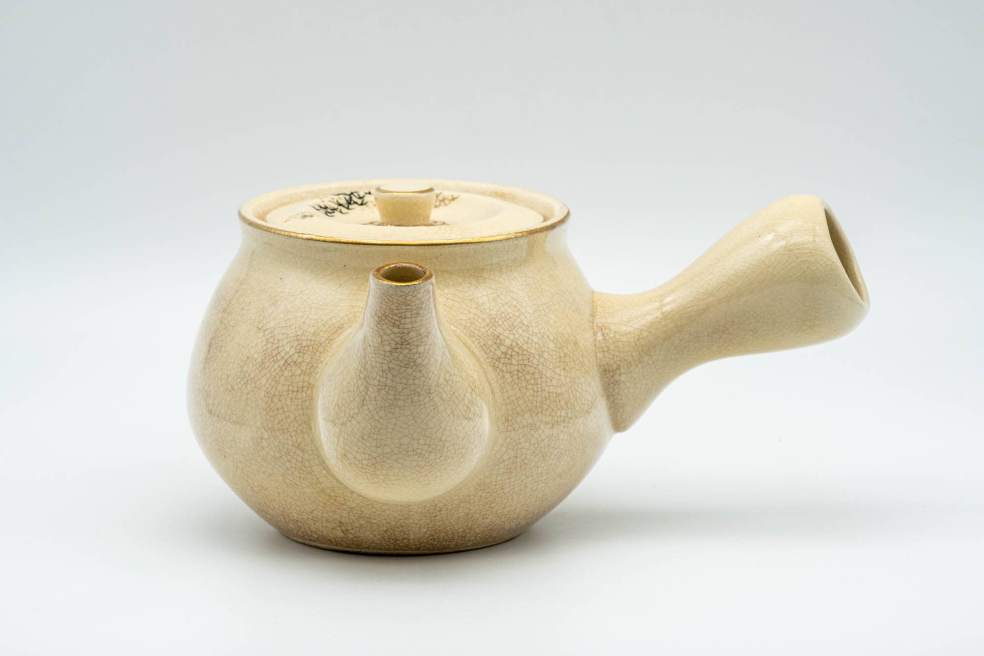 Japanese Kyusu - Bamboo Beige Glazed Debeso Teapot - 350ml