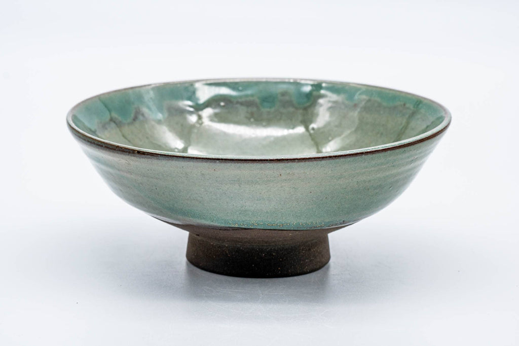 Japanese Matcha Bowl - Green Drip-Glazed Hira-gata Chawan - 200ml