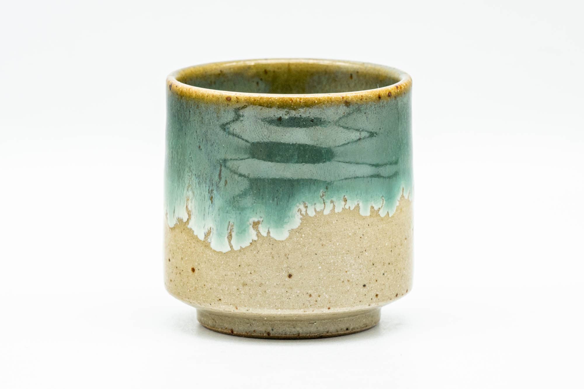 Japanese Teacup - Green Drip-Glazed Agano-yaki Yunomi - 90ml