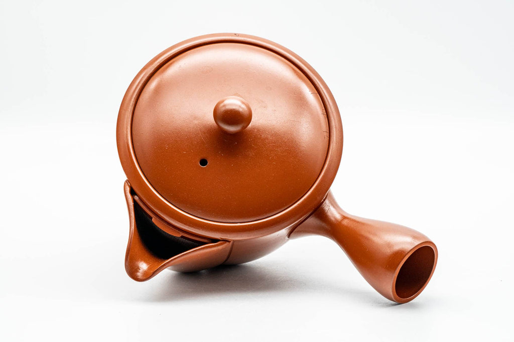 Japanese Kyusu - Plum Blossom Engraved Tokoname-yaki Mesh Teapot - 300ml