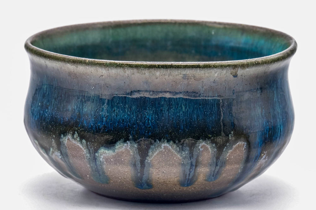 Japanese Kensui - Blue Drip-Glazed Tea Ceremony Water Bowl - 500ml