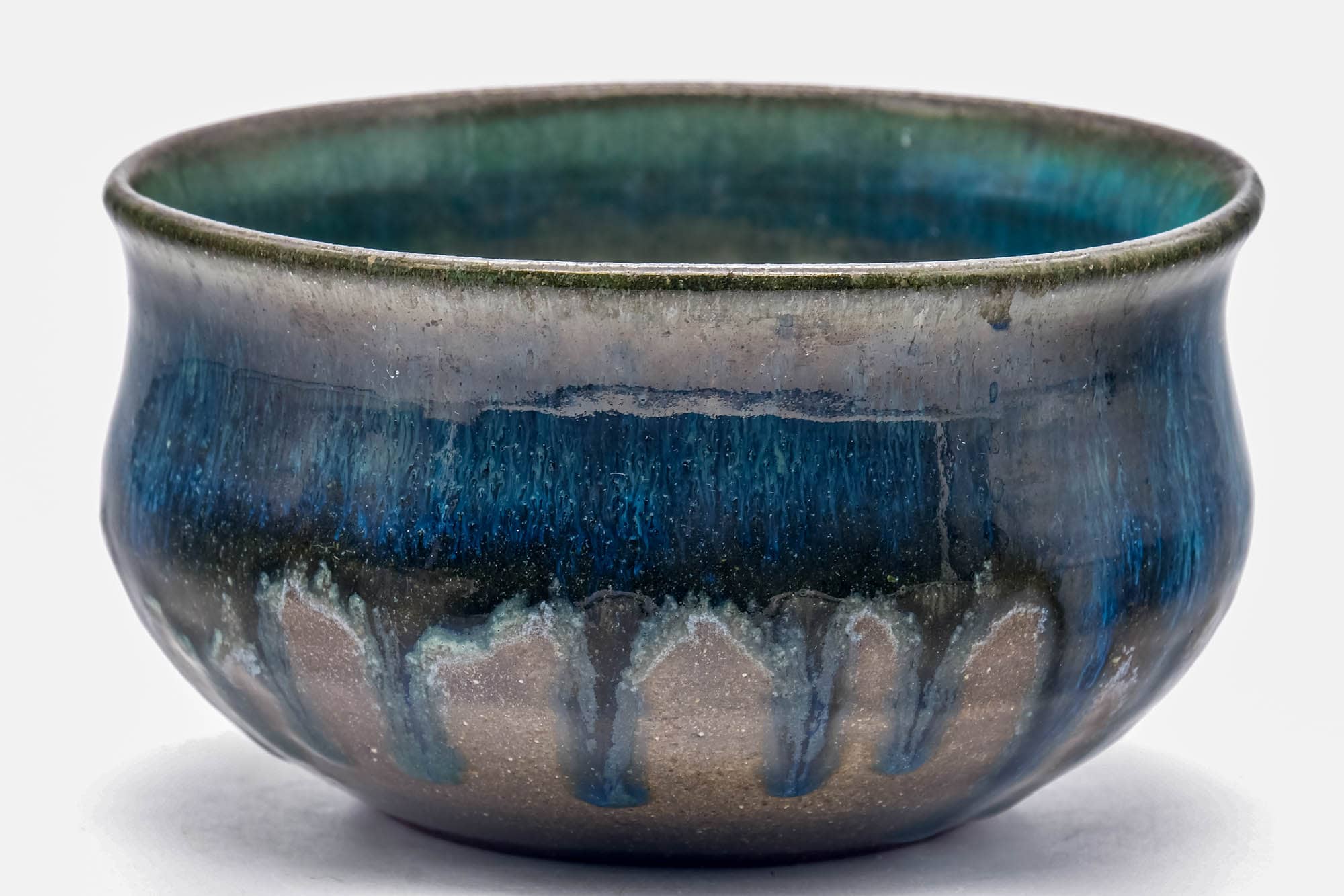 Japanese Kensui - Blue Drip-Glazed Tea Ceremony Water Bowl - 500ml