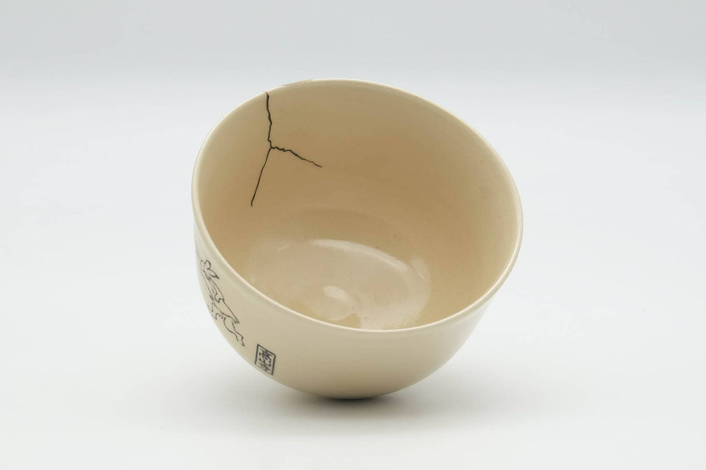 Japanese Matcha Bowl - Bunny Rabbits Kyo-yaki Kintsugi Chawan - 300ml