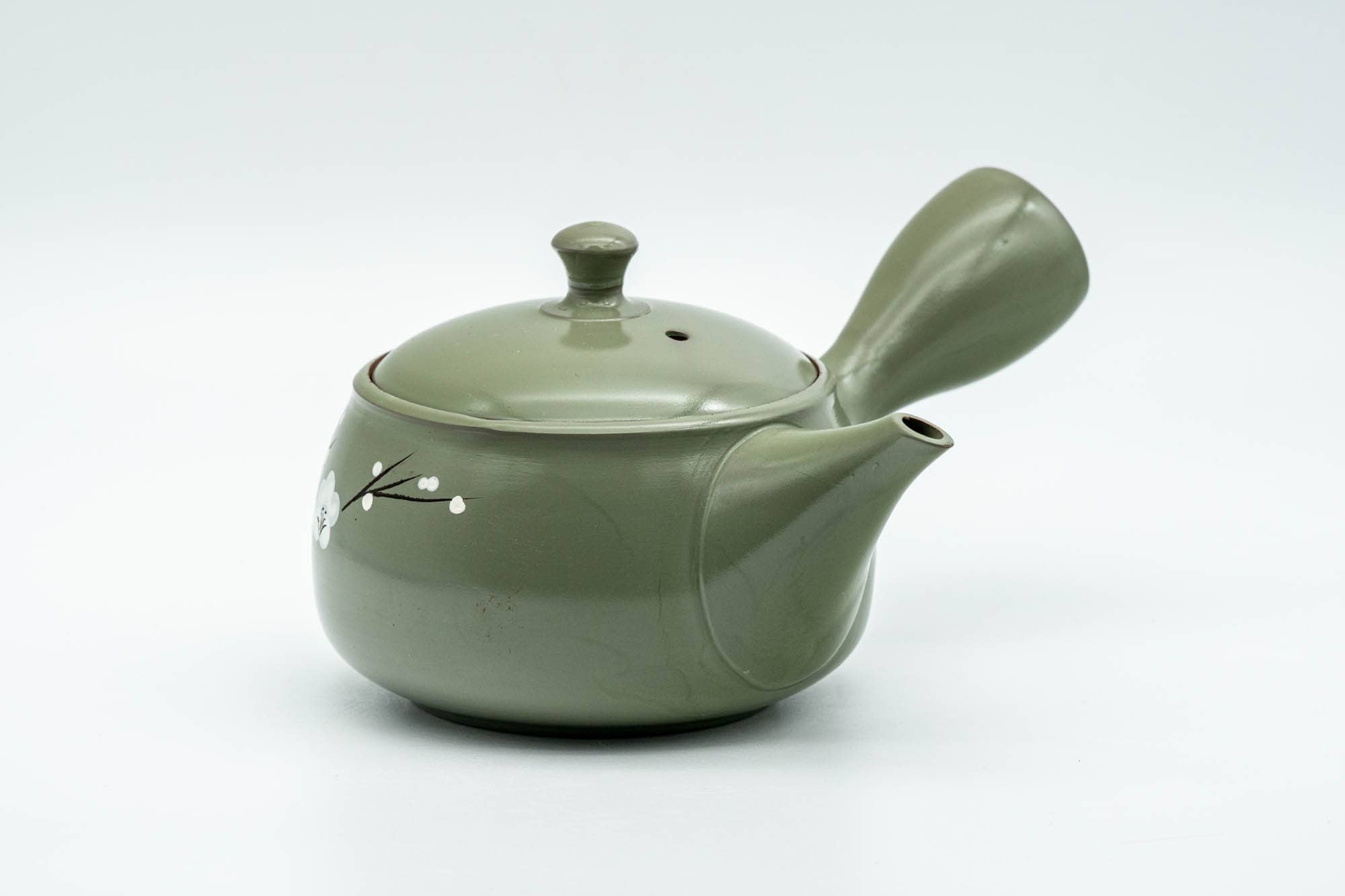 Japanese Kyusu - Plum Blossoms Green Ryokudei Tokoname-yaki Teapot - 250ml