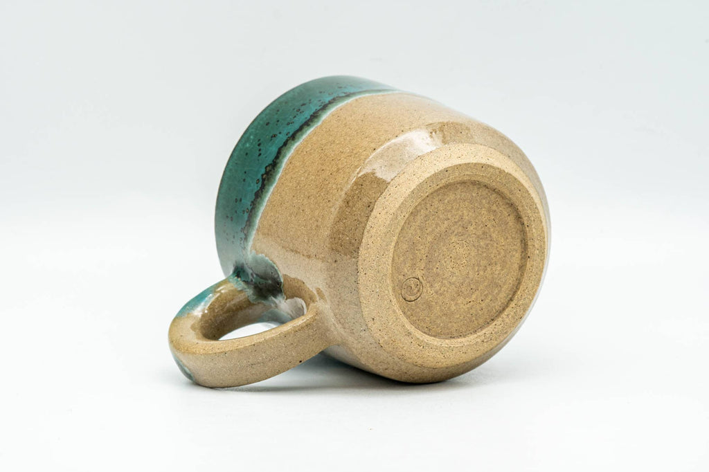 Japanese Teacup - Beige Turquoise Drip-Glazed Agano-yaki Ushirode Yunomi - 150ml