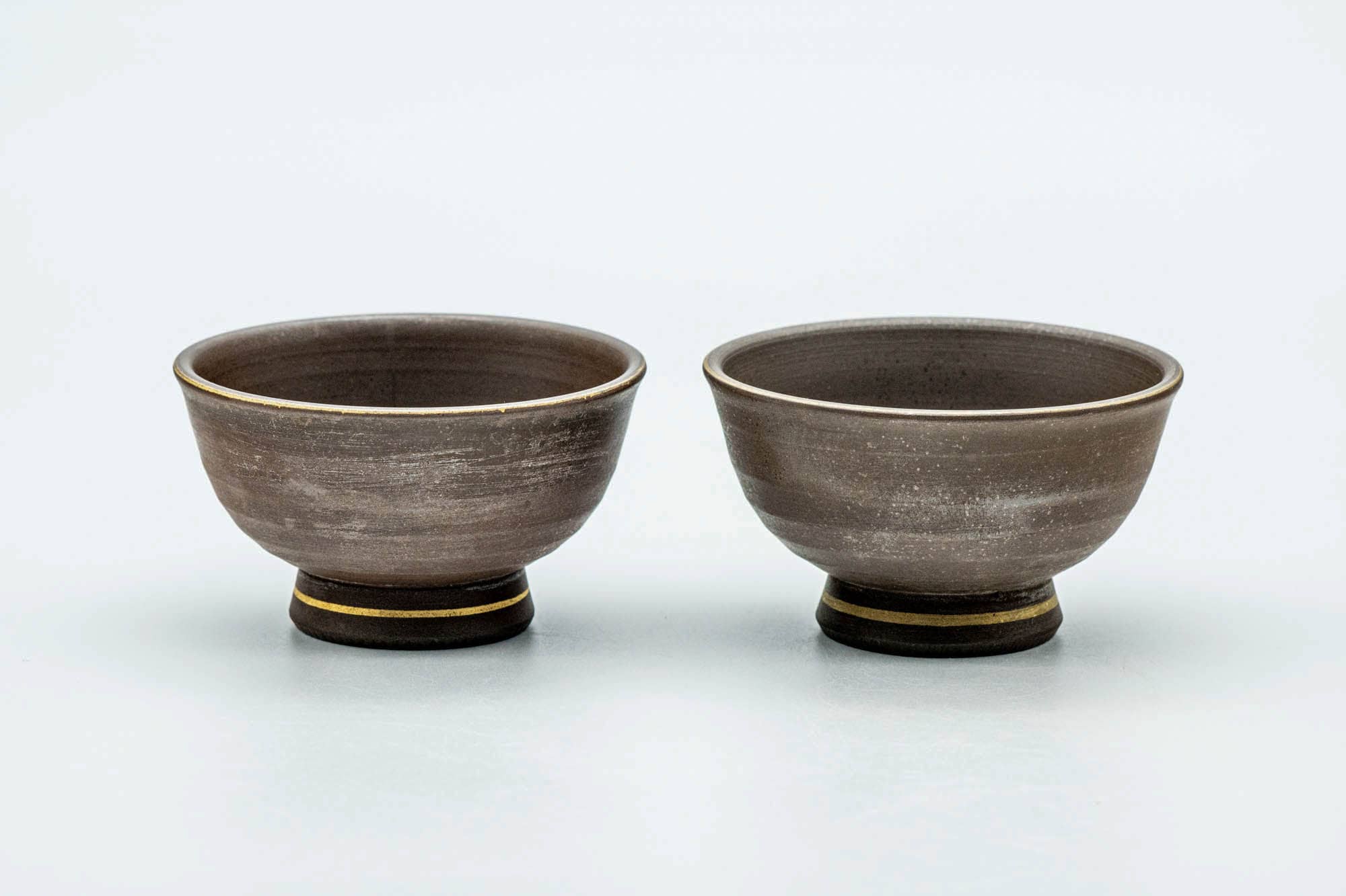 Japanese Teacups - Pair of Green Leaf Decorated Guinomi - 45ml