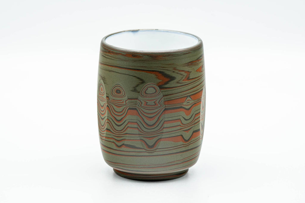 Japanese Teacup - 雲仙窯 Unzen Kiln - Carved Nerikomi Tokoname-yaki Yunomi - 170ml