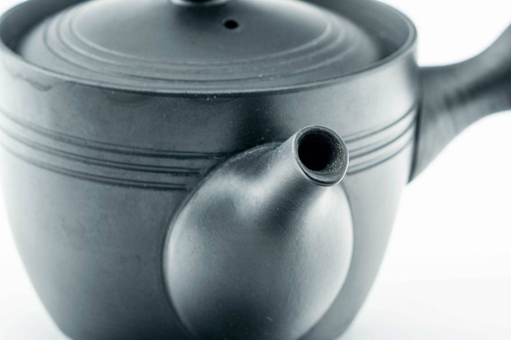 Japanese Kyusu - Black Kurodei Tokoname-yaki Mesh Teapot - 175ml