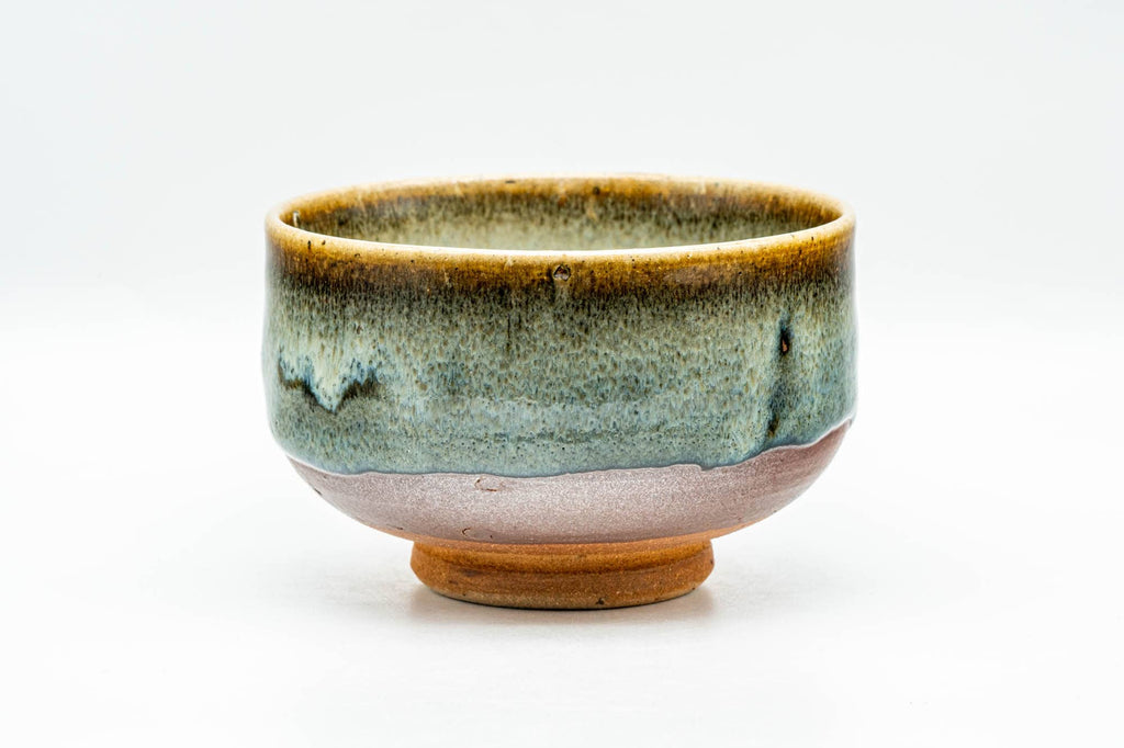 Japanese Matcha Bowl - Green Hare's Fur Drip-Glazed Hantsutsu-gata Chawan - 400ml