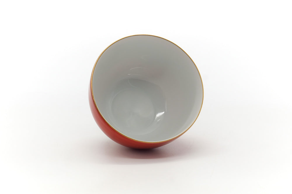 Japanese Teacup - Red Gold Bird Porcelain Yunomi - 175ml