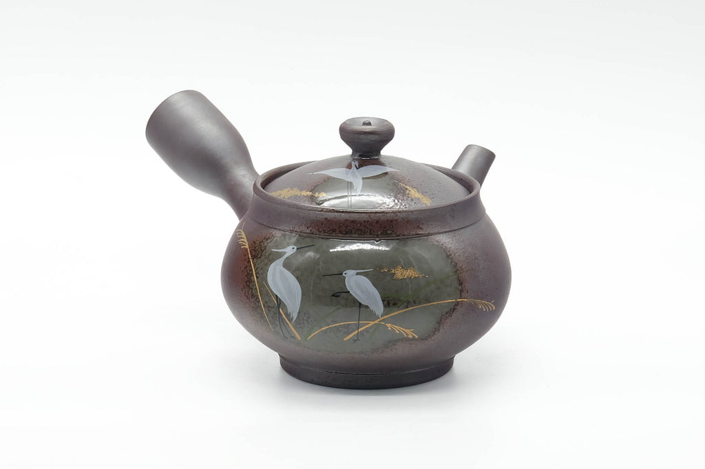 Japanese Tea Set - Egrets Banko-yaki Kyusu Teapot with Yuzamashi Water Cooler and 5 Yunomi Teacups