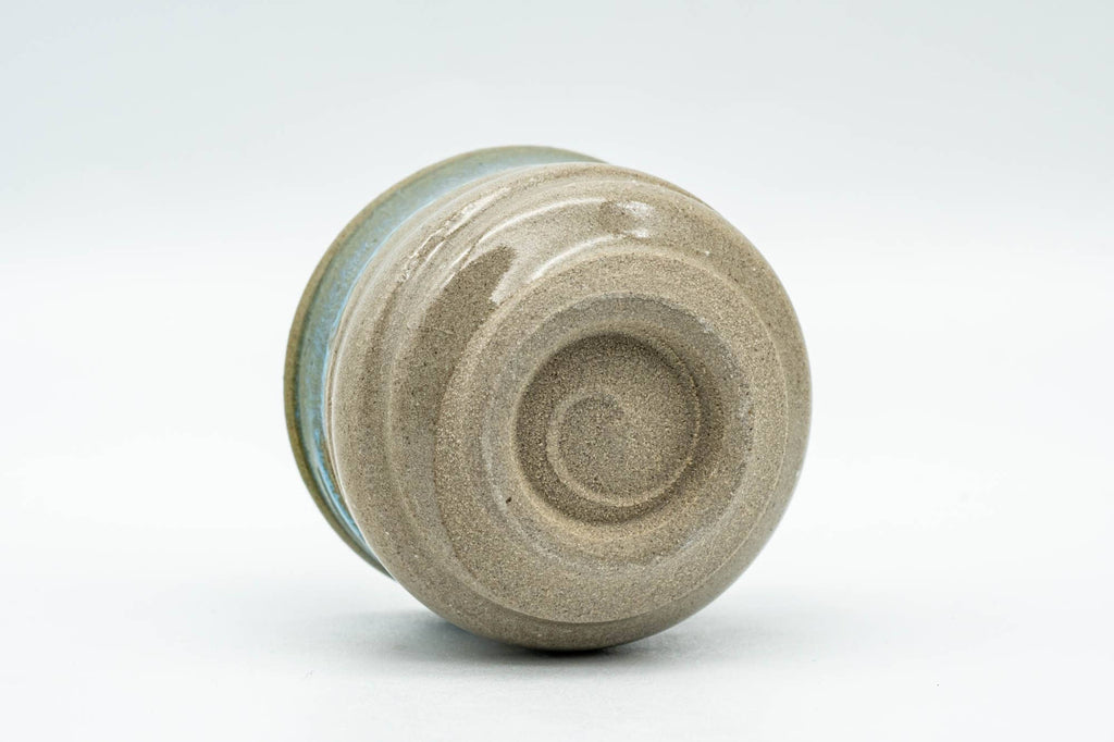 Japanese Teacup - Turquoise Glazed Agano-yaki Spiraling Guinomi - 45ml