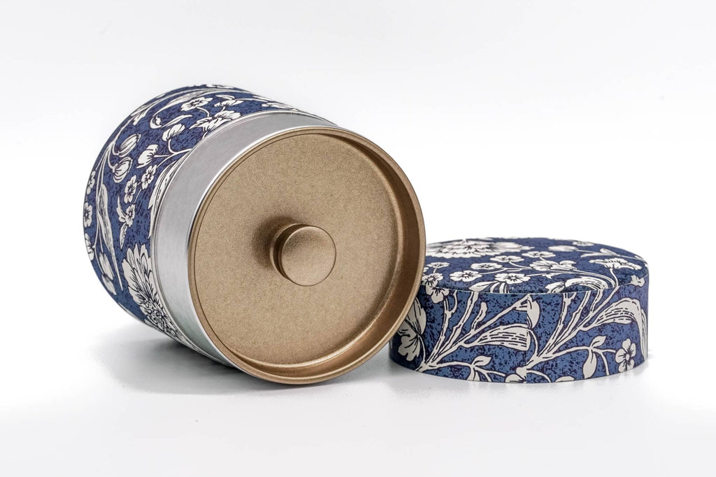Blue White Floral Florentine Metal Tea Canister - 100g