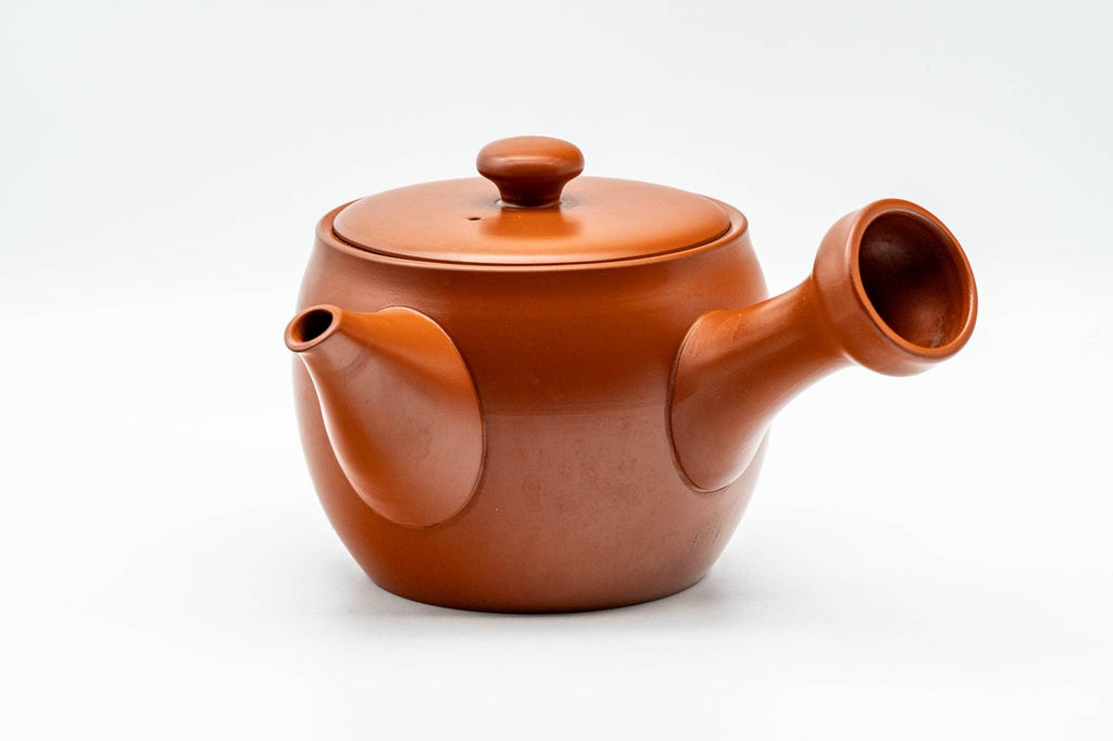 Japanese Kyusu - 陶龍 Tōryū - Calligraphy Engraved Red Shudei Tokoname-yaki Debeso Teapot - 350ml