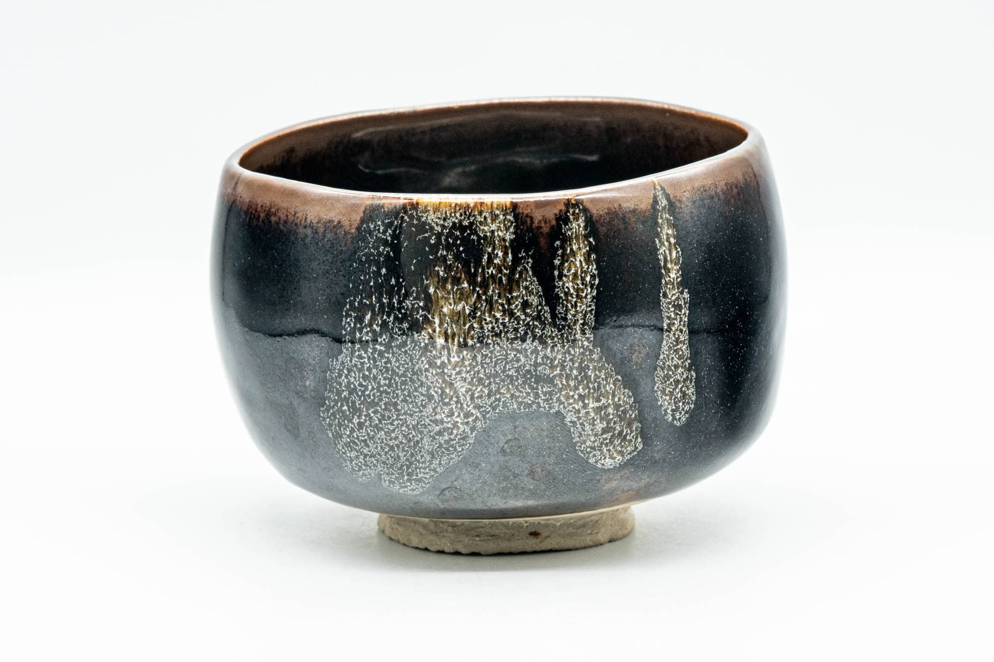Japanese Matcha Bowl - 久 Black Brown Hare's Fur Glazed Wa-nari Chawan - 350ml