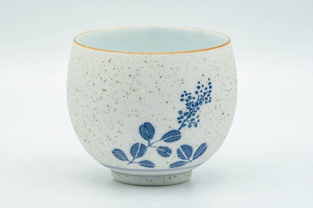 Japanese Teacups - Pair of Blue Floral Arita-yaki Yunomi - 150ml