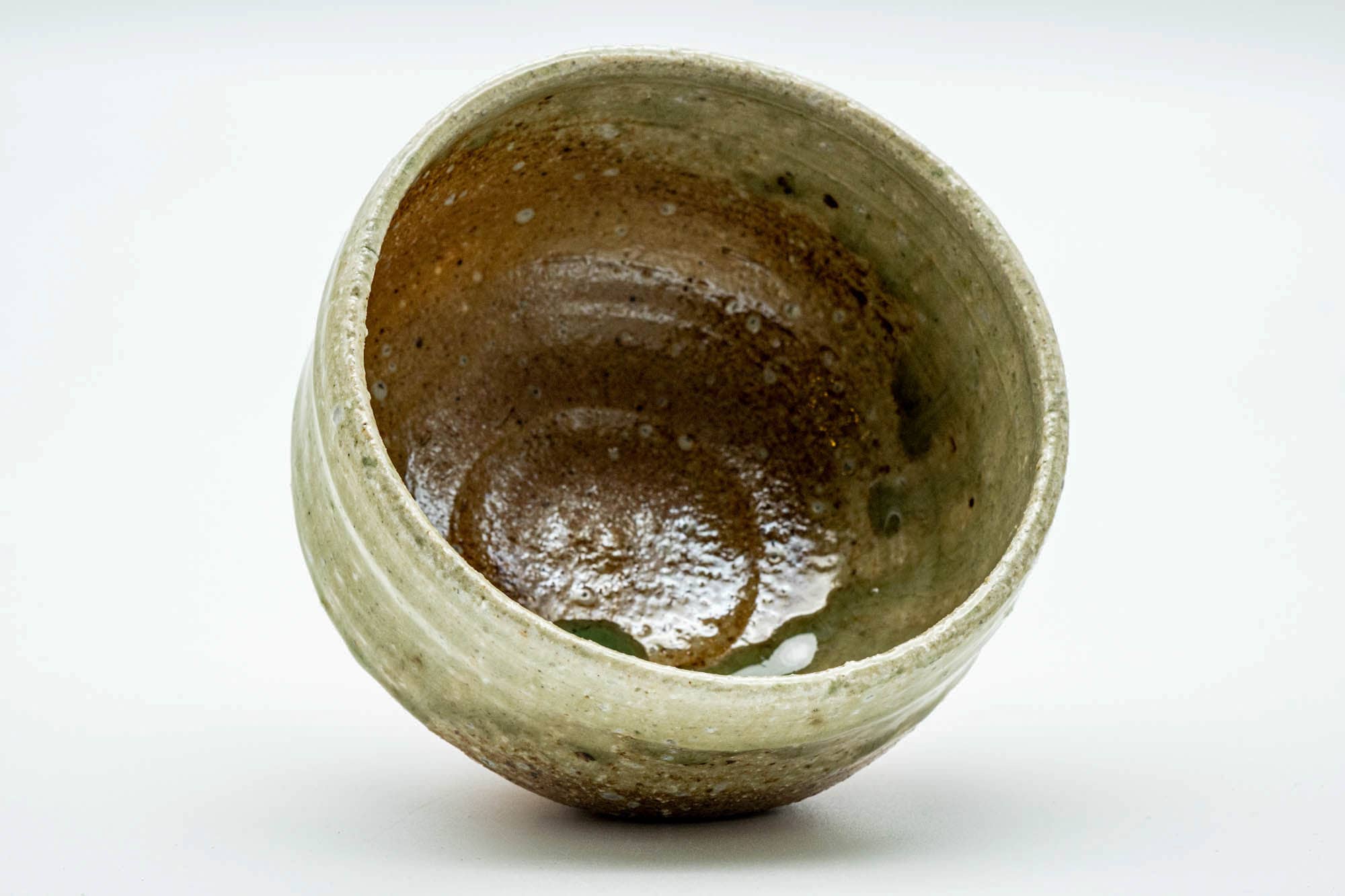 Japanese Matcha Bowl - Earthy Green Celadon Drip-Glazed Shigaraki-yaki Chawan - 350ml