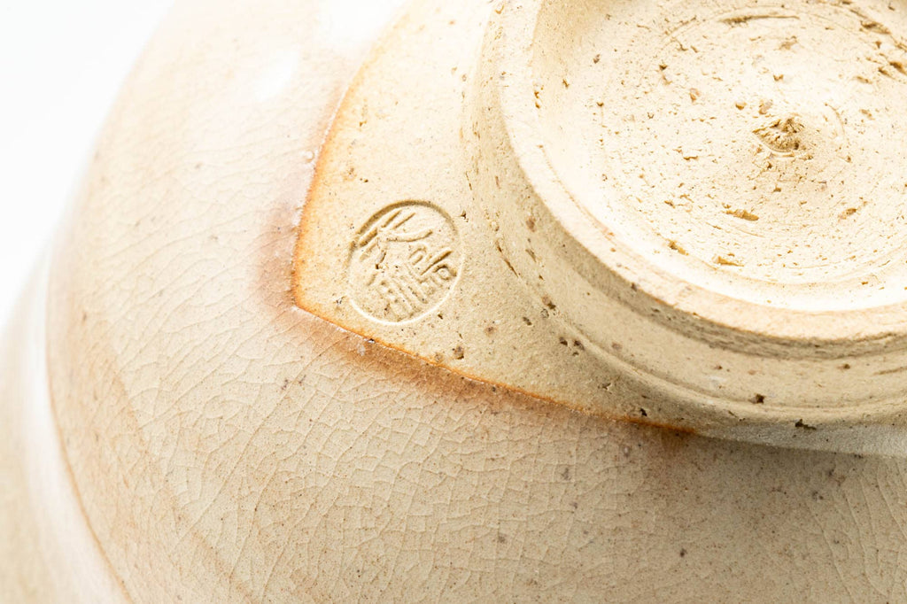 Japanese Matcha Bowl - Beige White Drip-Glazed Hagi-yaki Chawan - 350ml