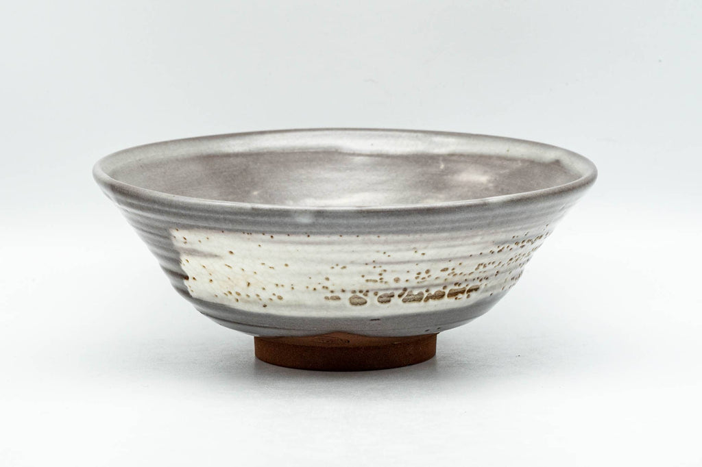 Japanese Matcha Bowl - Hakeme White Brush Stroke Glazed Summer Chawan - 150ml