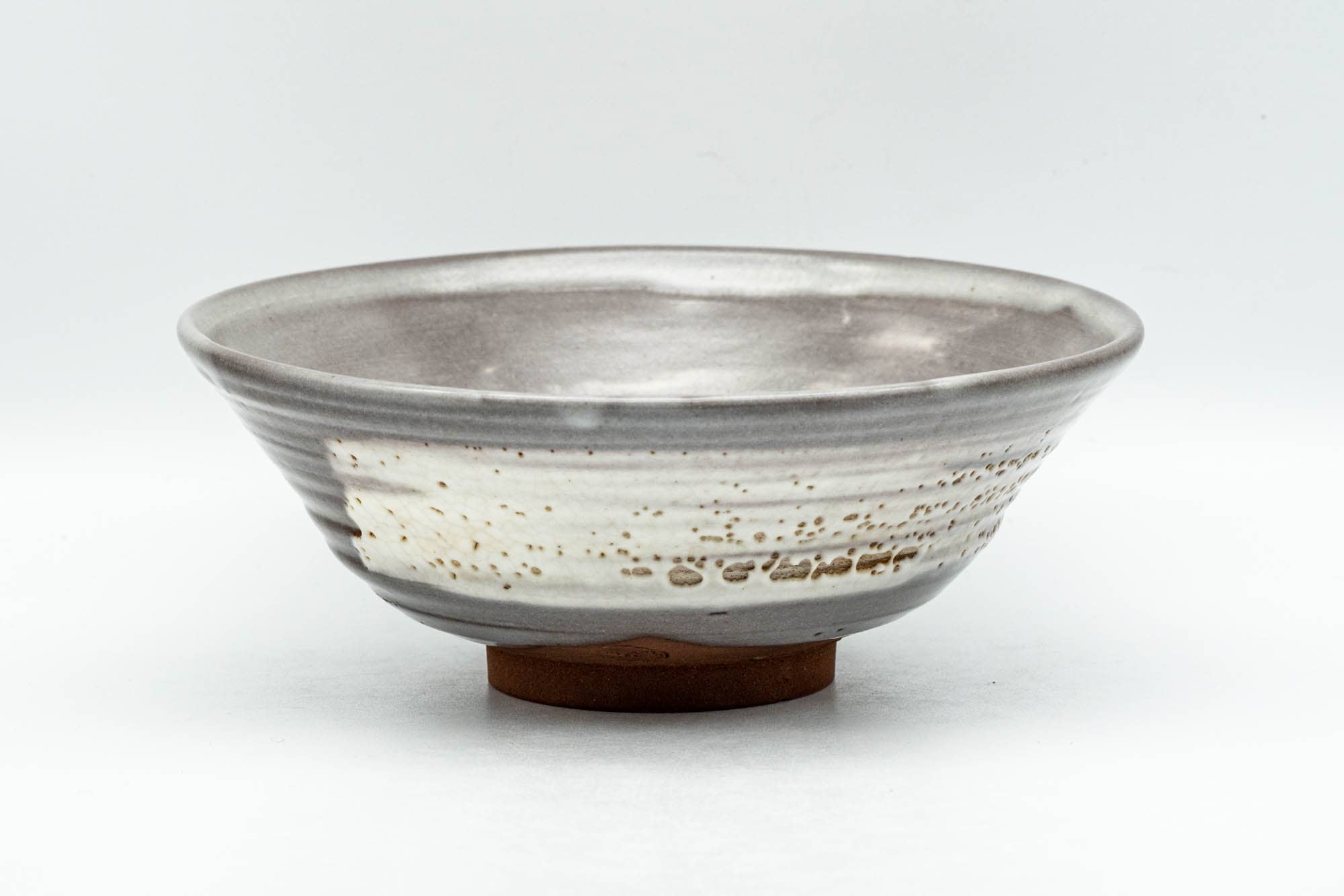 Japanese Matcha Bowl - Hakeme White Brush Stroke Glazed Summer Chawan - 150ml
