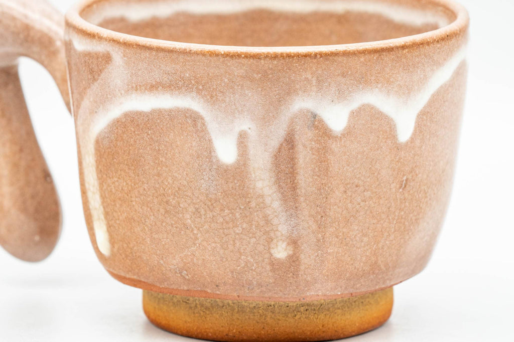 Japanese Teacup - Beige White Drip-Glazed Hagi-yaki Ushirode Yunomi - 110ml