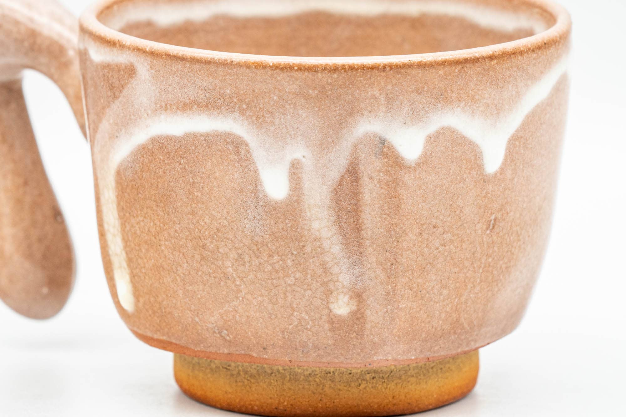 Japanese Teacup - Beige White Drip-Glazed Hagi-yaki Ushirode Yunomi - 110ml