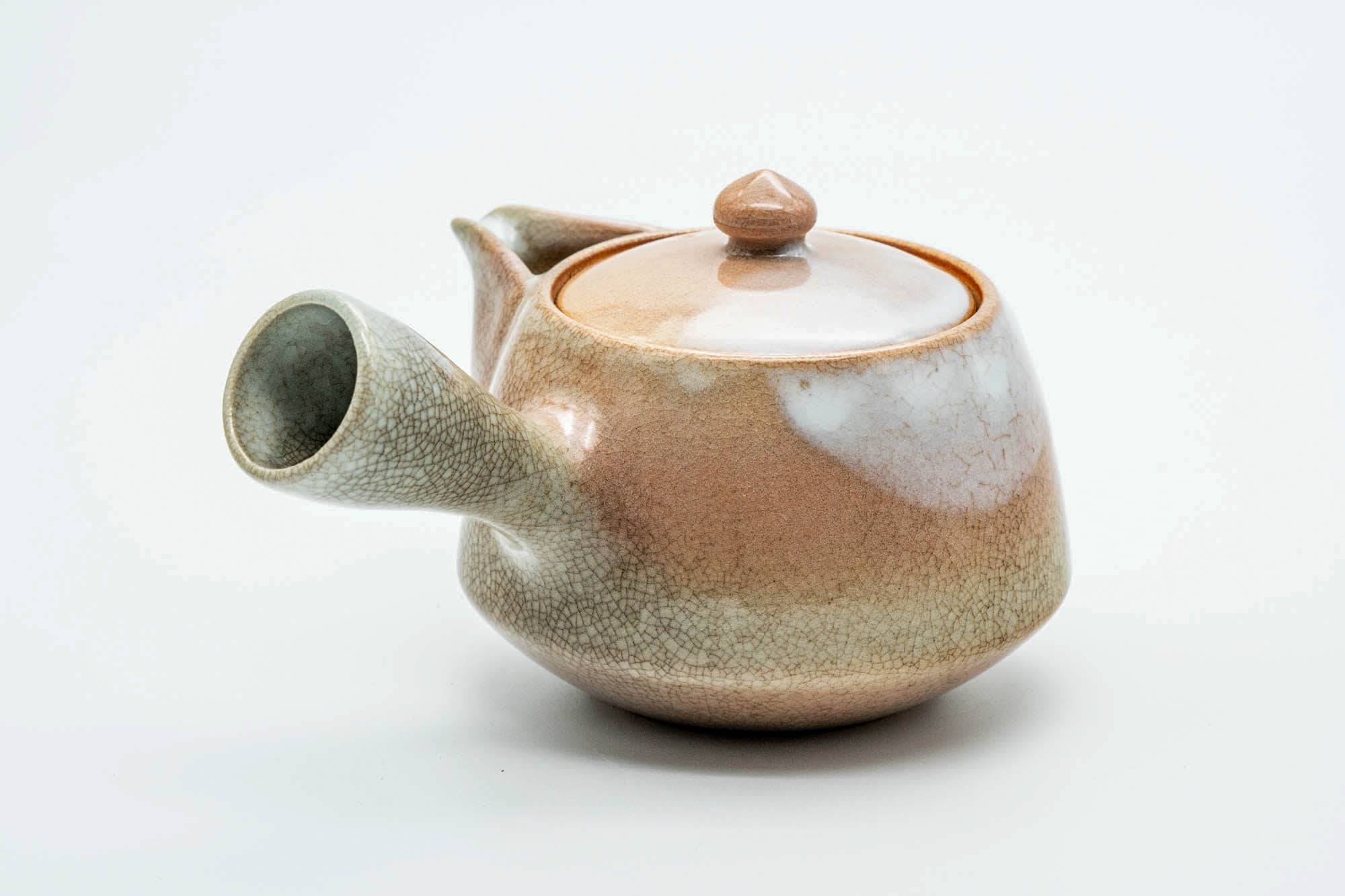 Japanese Kyusu - 天鵬山 Tsubaki Kiln - Beige Pink Weathered Hagi-yaki Ceramic Filter Teapot - 300ml